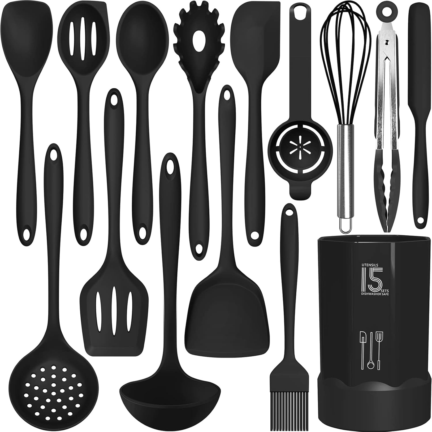 AOTHOD Silicone Cooking Utensils Set - 14-Piece BPA-Free
