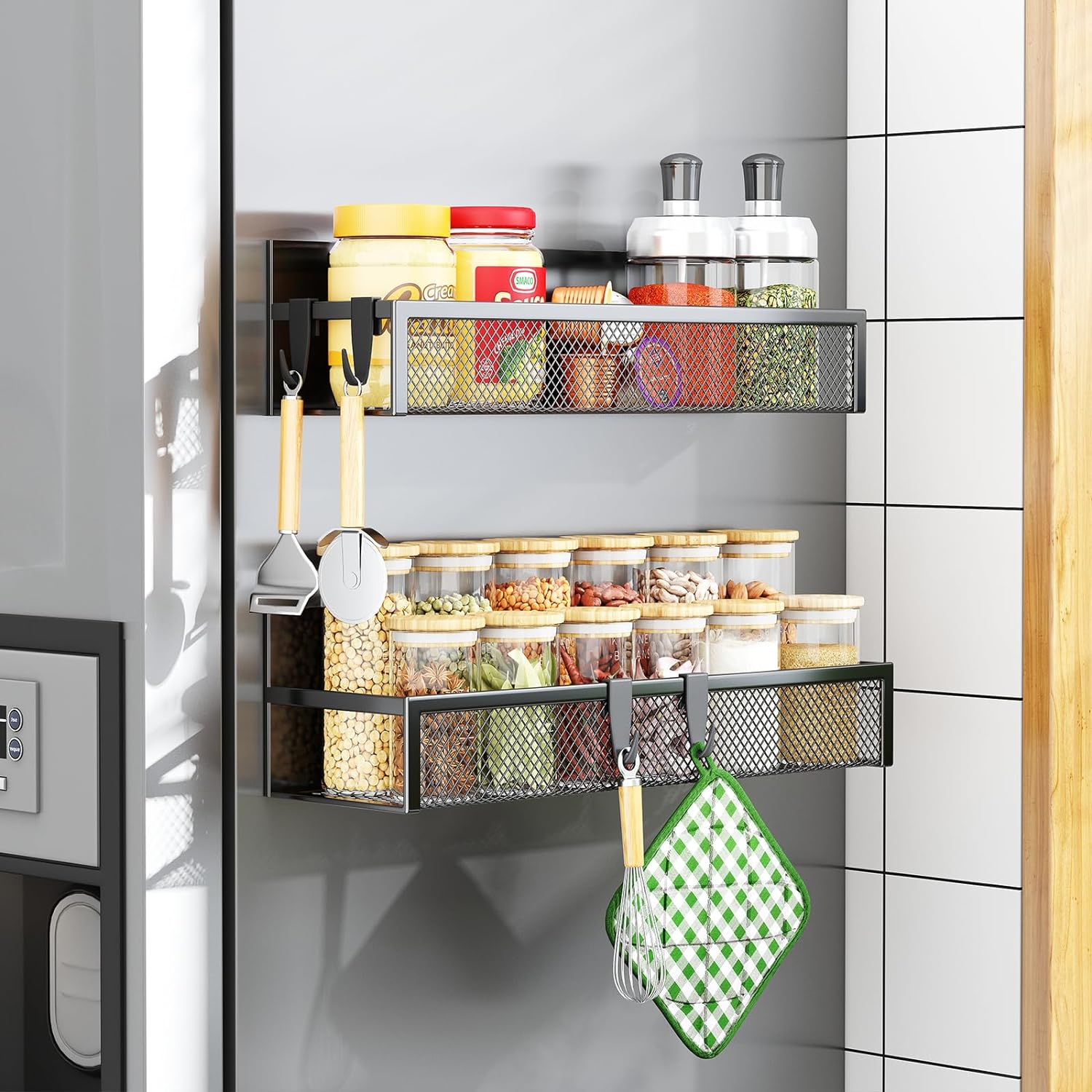 Aufworld Magnetic Spice Rack 2-Pack for Refrigerator