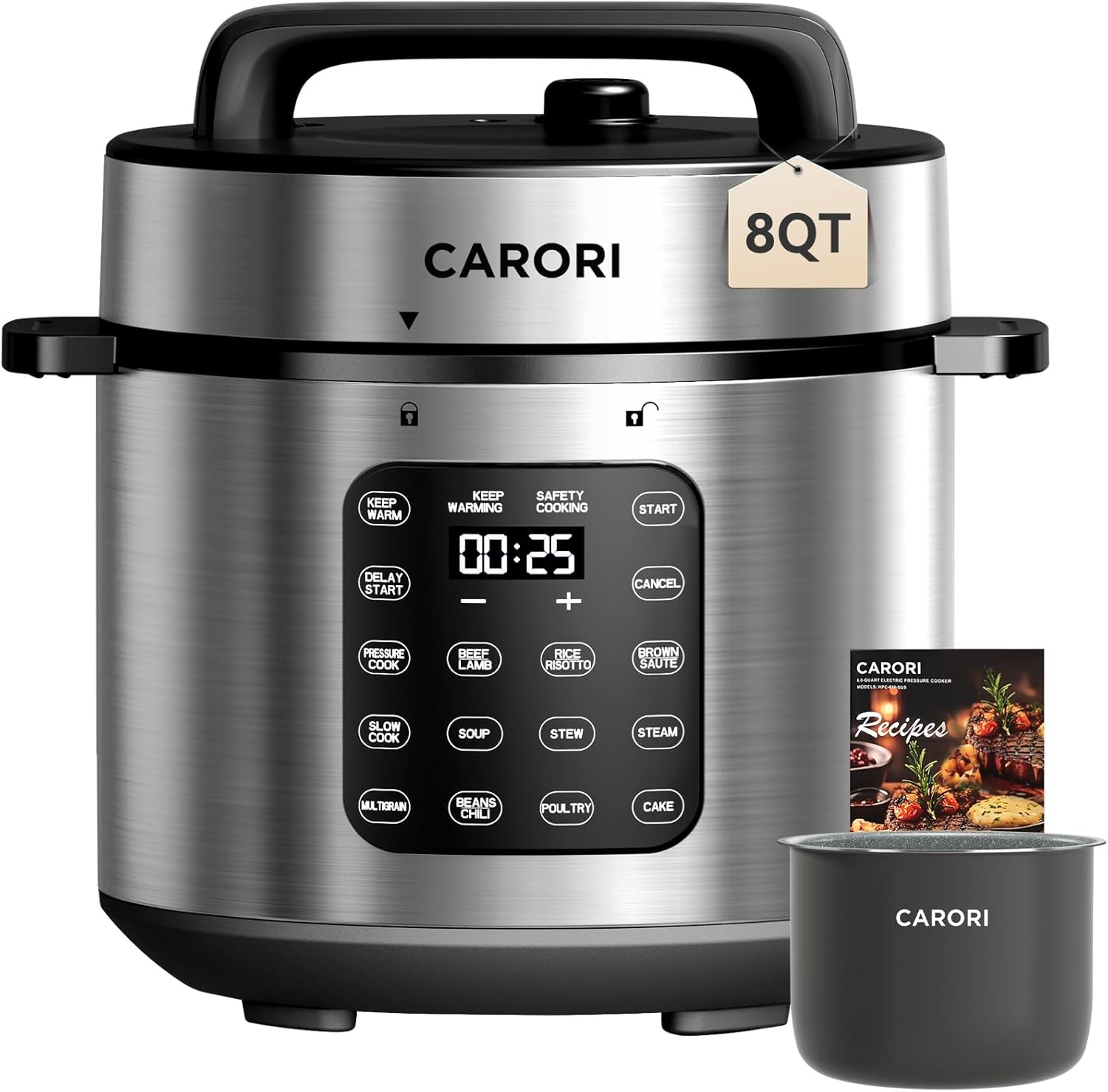 CARORI 9-in-1 Electric Pressure Cooker 8 Qt