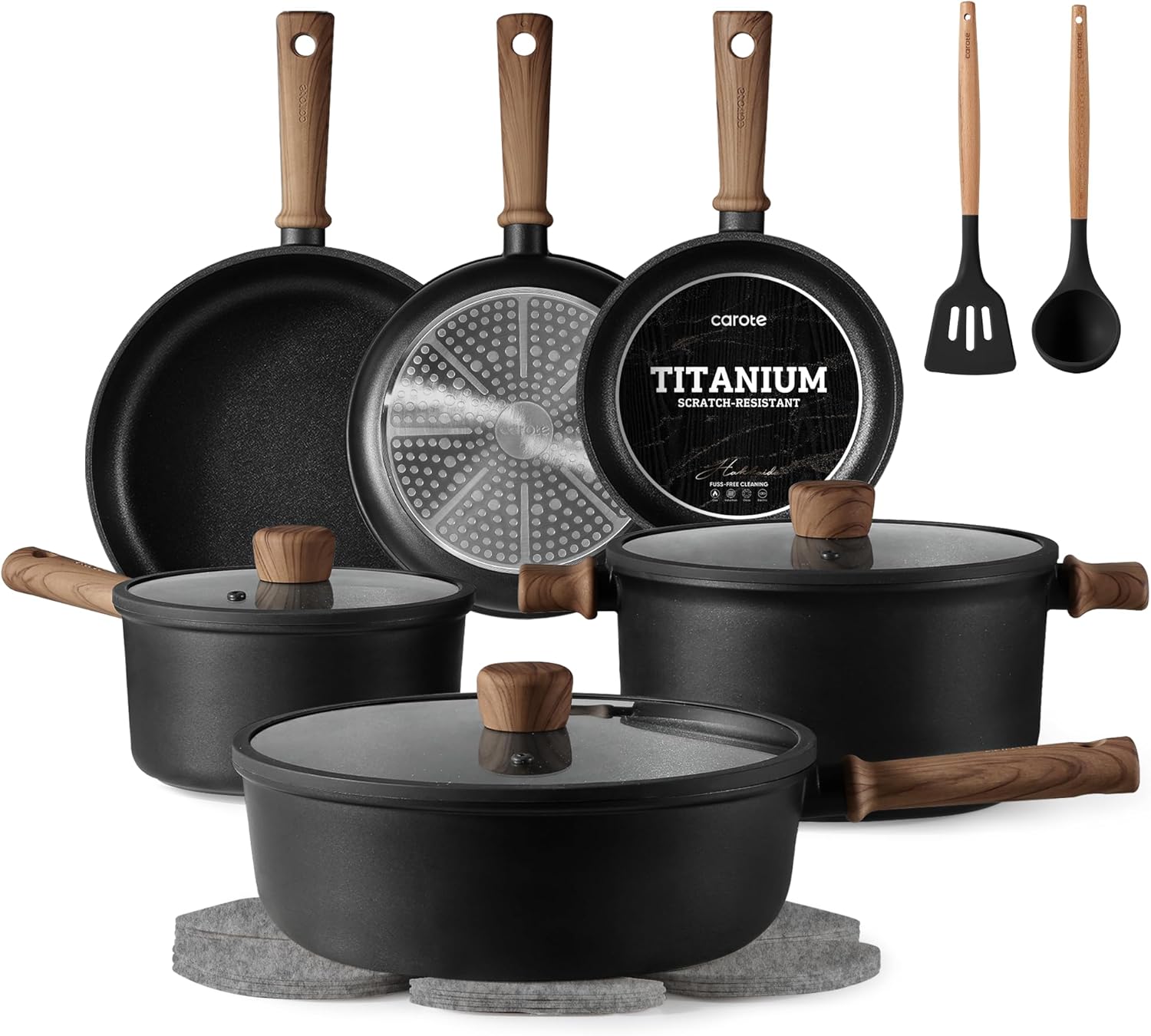 CAROTE 16-Piece Titanium Nonstick Cookware Set