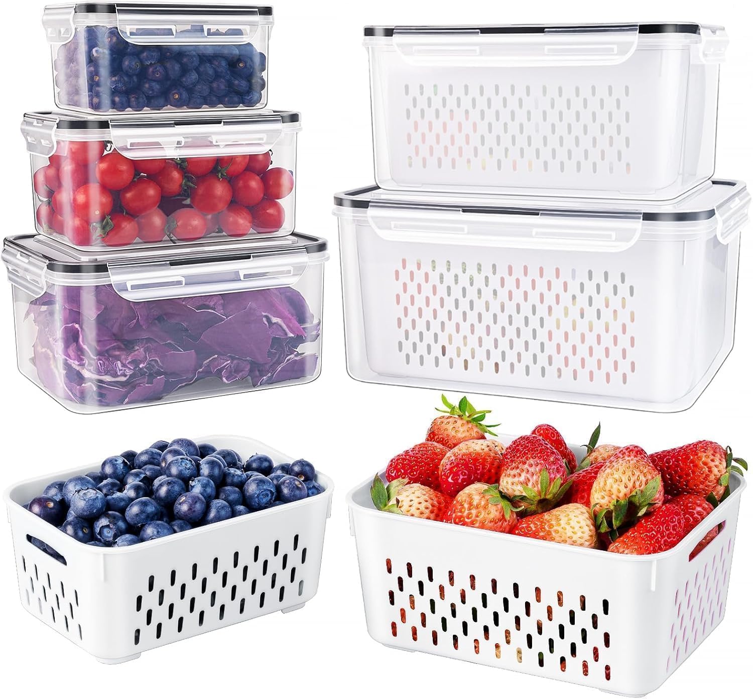 Freshmage 5-Piece Produce Container Set with Colander