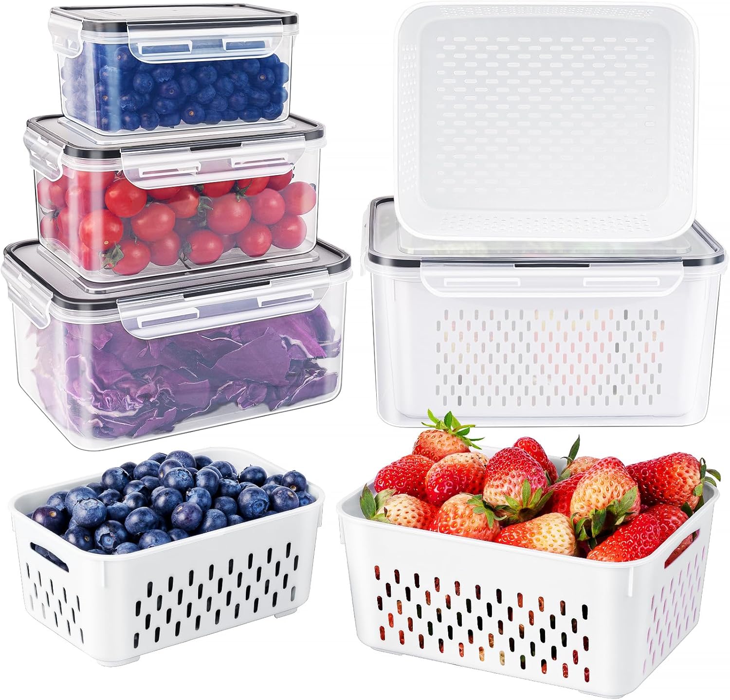 Freshmage Fruit Storage Containers 4-Piece Set with Colander