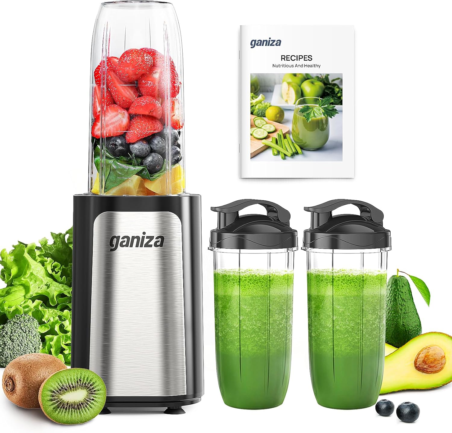Ganiza GB06 Personal Blender - 900W Smoothie Maker with 3 Cups