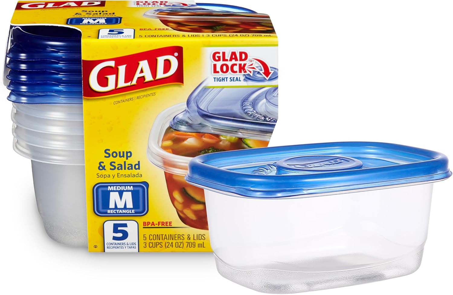 Glad GladWare Medium Rectangle 24oz Food Storage Containers