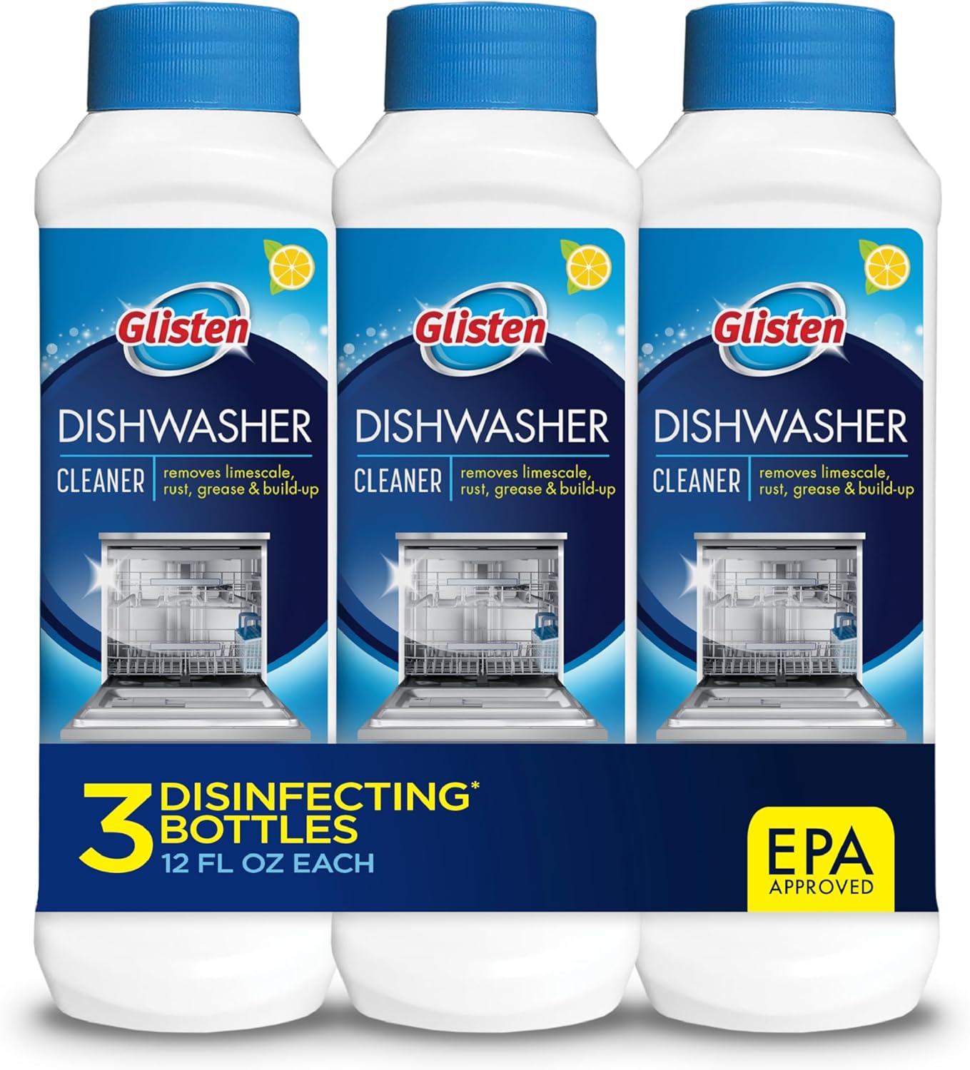 Glisten Dishwasher Cleaner, 12 oz, 3-Pack
