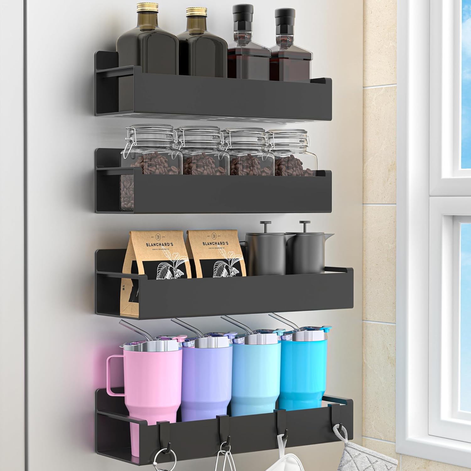 HuggieGems 4 Pack Magnetic Spice Rack Organizer