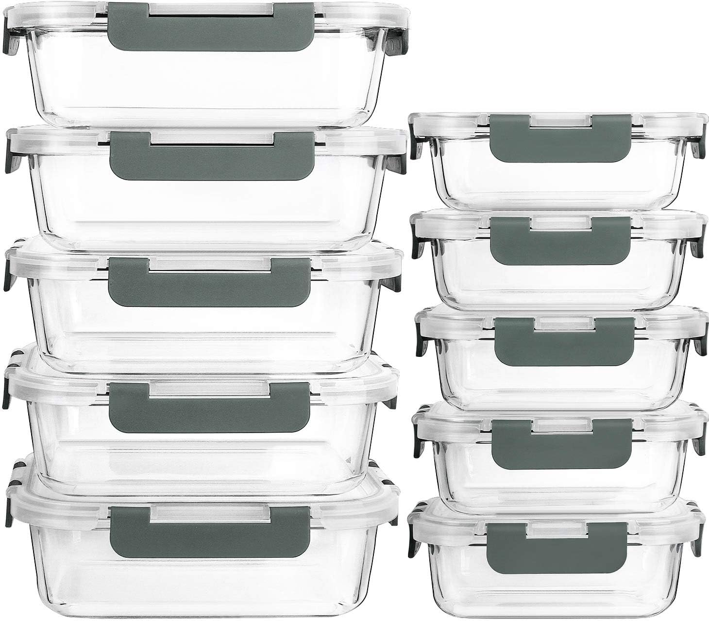 MCIRCO 10-Pack Glass Meal Prep Containers with Locking Lids