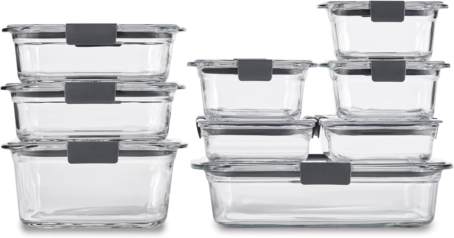 Rubbermaid Brilliance Glass Food Storage Containers, 9-Piece Set