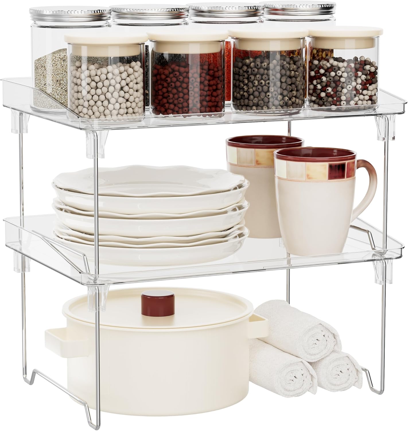 STARLATTA 2-Pc Cabinet Organizer Shelf Stackable Spice Rack
