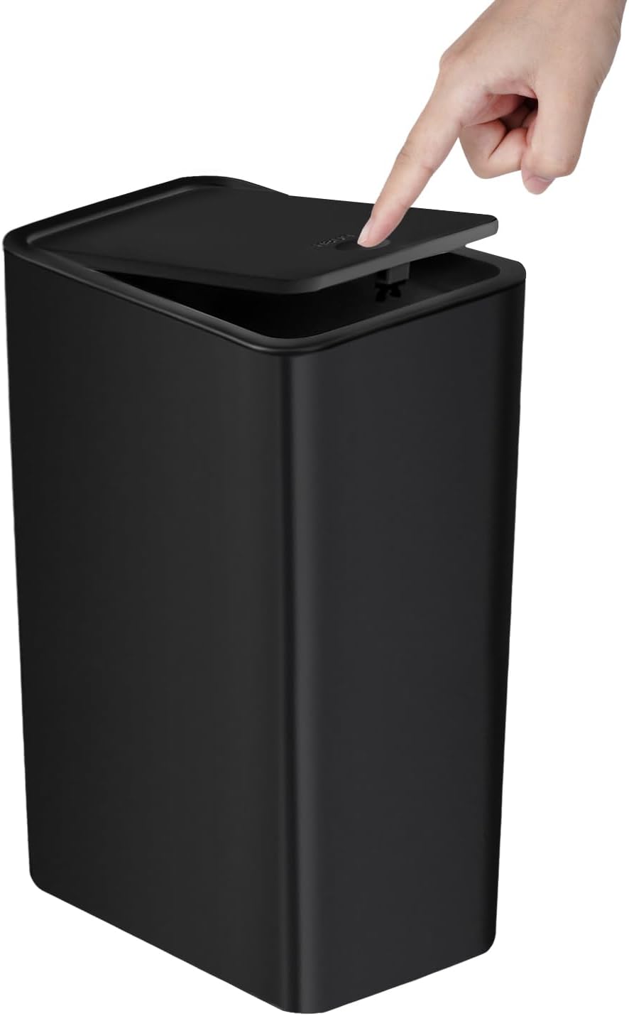 TIPGO 10L Slim Bathroom Trash Can with Pop-Up Lid