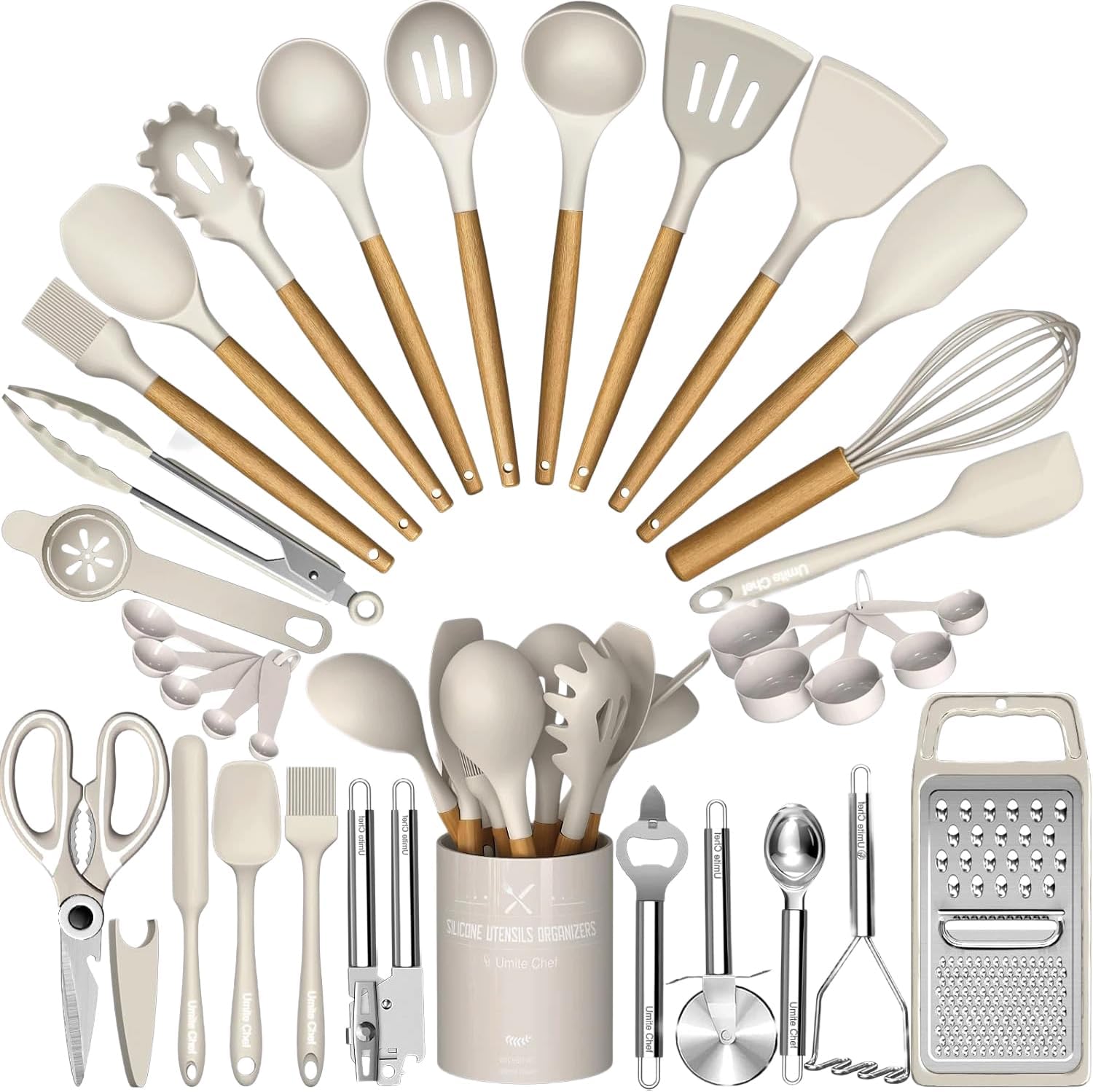 Umite Chef 34-Piece Silicone Cooking Utensils Set with Holder