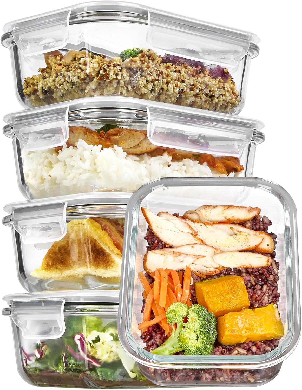 Vtopmart 5-Pack 22oz Glass Storage Containers with Airtight Lids